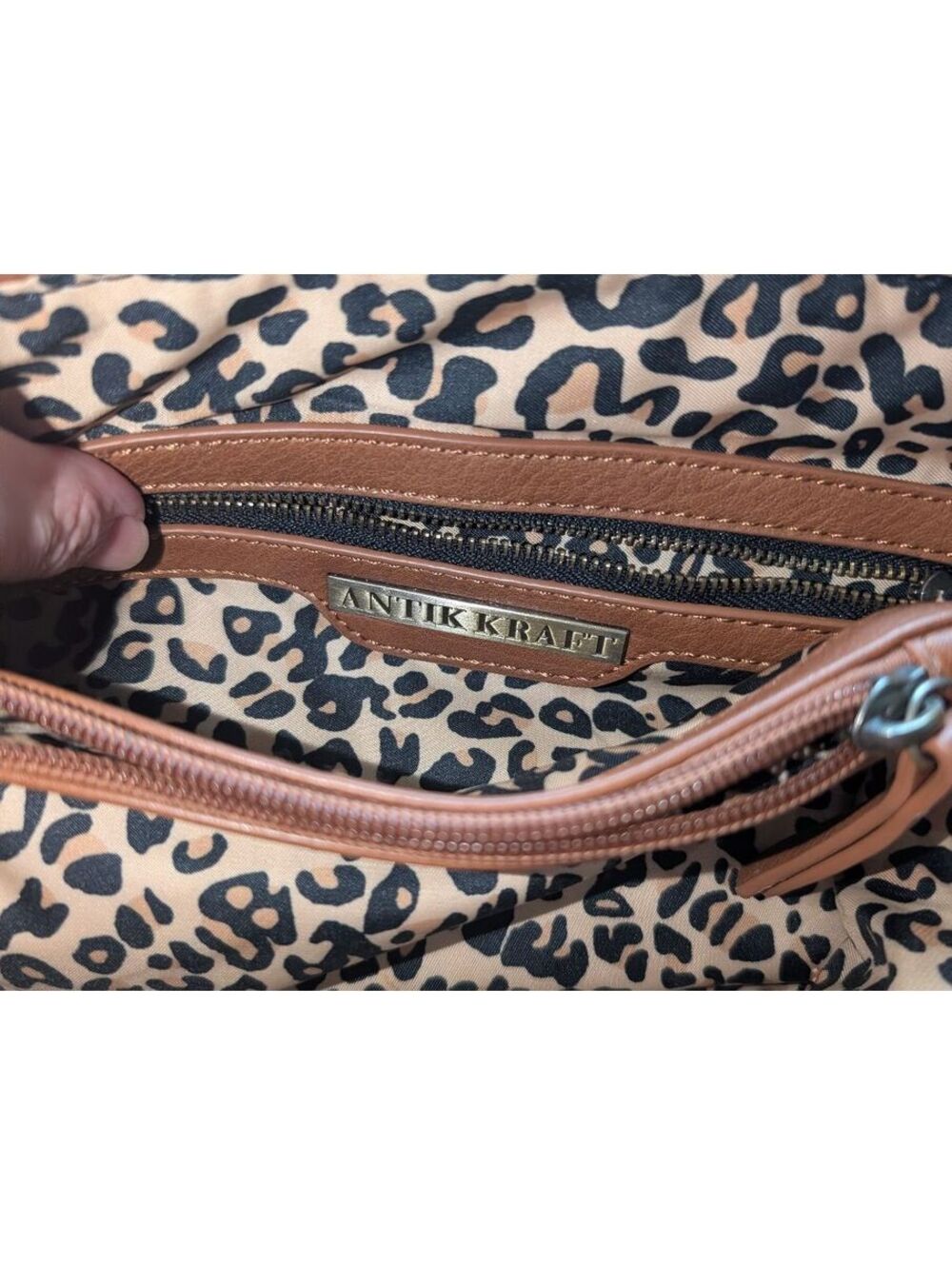 Antik Kraft Vegan Leather Backpack purse with Leopard print inside - Picture 2 of 6